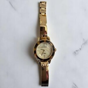 Armitron Now Gold Tone Black Crystal Women's Bracelet Watch